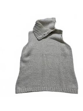 GAP Womens SZ‎ M Vintage Oatmeal Cotton Blend Button Collar Sleeveless Sweater